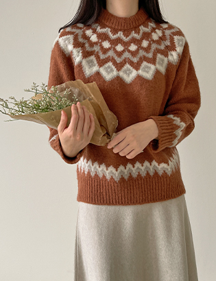 Land Color Matching Wool Knitwear C122119 Korea