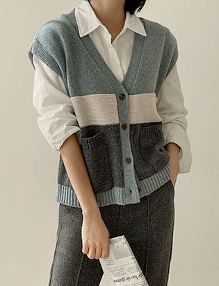 Ari button knit vest C110203 Korea