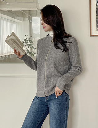 Mild knit zip up C080366 Korea