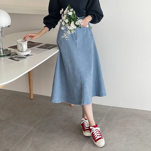 Washing cotton A-line skirt