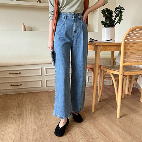 [Planning] one-pin tuck wide denim pants
