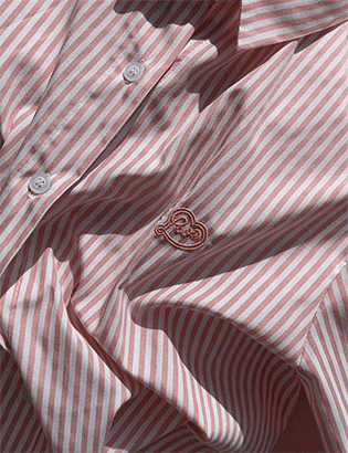 Love Embroidered Stripe Shirt Korea