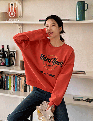 Cafe Lettering Double-Sided fleece lined sweatshirt Korea