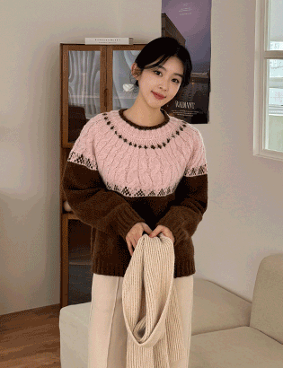 Mary two tone Knitwear Korea