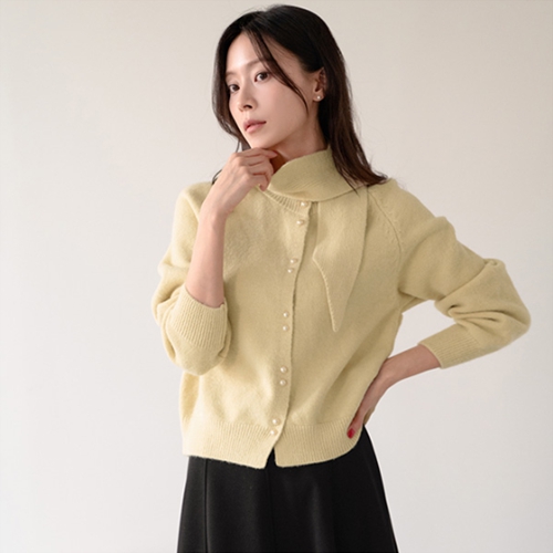 Tie Knitwear pearl Cardigan