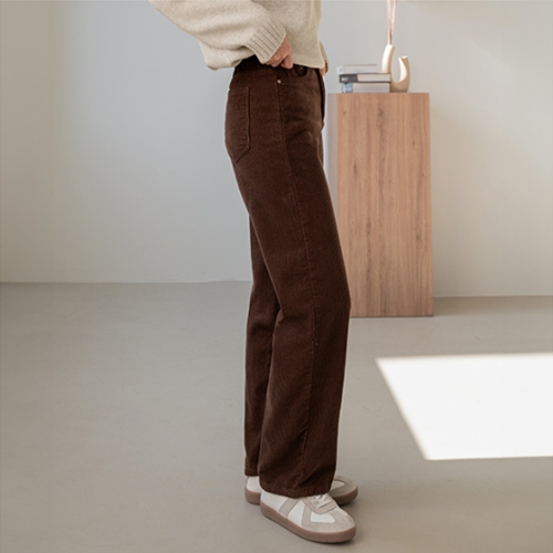 Corduroy fleece lined wide pants