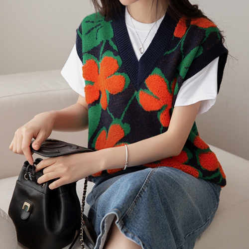 Boucle Flower Knitwear Vest
