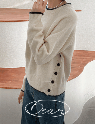 [Dear Short Women]Under Button color matchin Wool Knitwear Korea