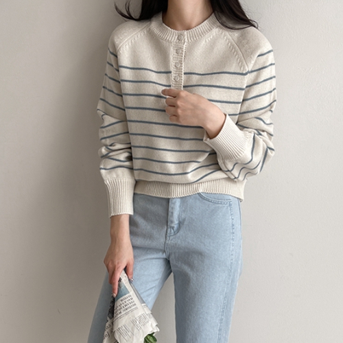 [Dear Short Women]Wiz Horizontal Striped Knitwear