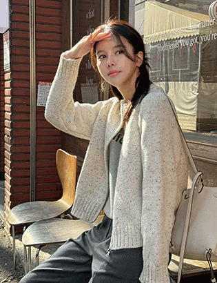 Mix Two-Way Knitwear Zip up Korea