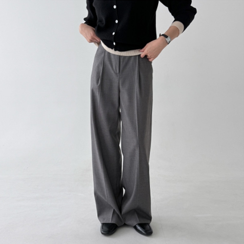 Matte Pintuck Wide Slacks