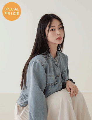 [Planning] No Collar Cotton Denim Jacket Korea