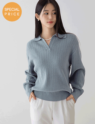 [Planning] Collar punching cable knitwear Korea