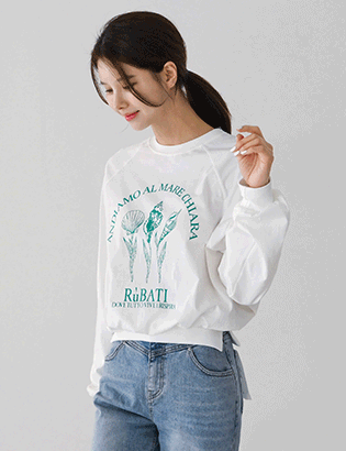 conch Reglan Slit sweatshirt Korea