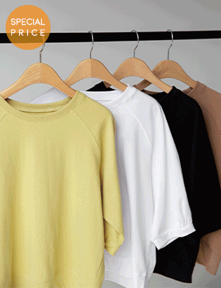 [Planning] Shirring sleeve short-sleeved sweatshirt Korea