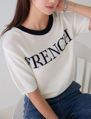 French color combination Short-sleeve Knitwear Korea