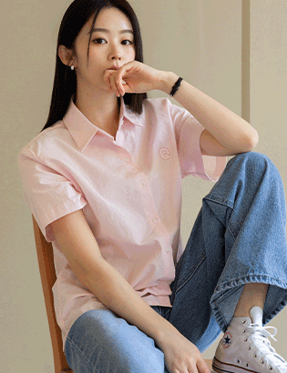Paper Embroidered Short-sleeve Shirt Korea