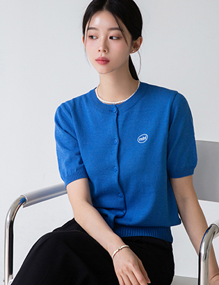 Mini embroidered short-sleeved cardigan Korea