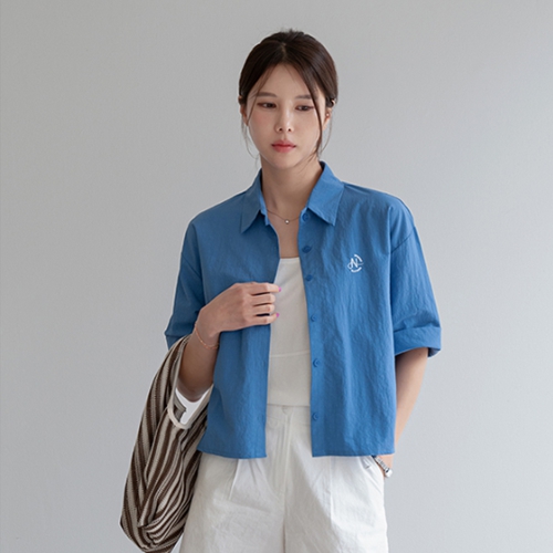 Layered Slit Rustling Embroidery Short-Sleeved Shirt