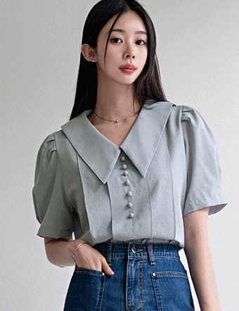 Sleeve Pintuck Collar Blouse Korea