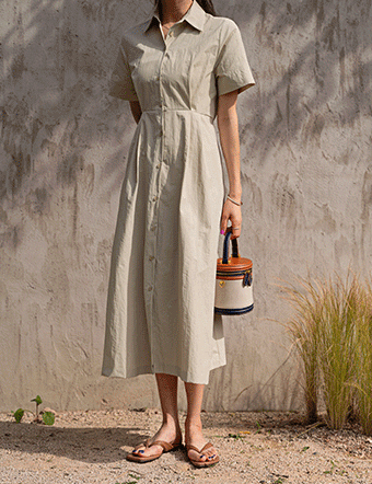 Rustling Pintuck Shirt Long Dress Korea