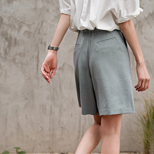 [valyou] Linen pintuck half-length pants