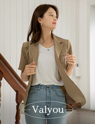 valyou_Mocha short-sleeved jacket Korea