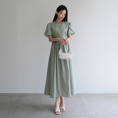 Tulip Sleeve Rustling Dress