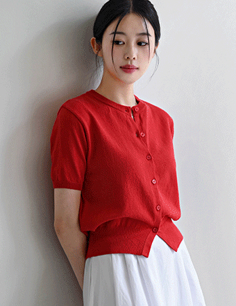 Daily Cotton Short-Sleeved Cardigan Korea