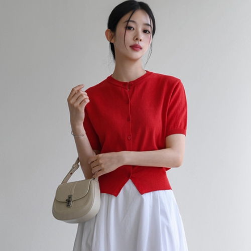 Daily Cotton Short-Sleeved Cardigan