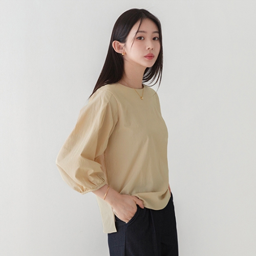 Sleeve Puff Shirring 3/4 sleeve Blouse