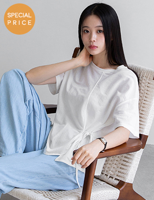 [Planning] Cool Ribbon Slit Short Sleeve T-Shirt Korea