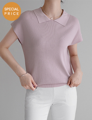 [Planning] Back Slit Collar Cap Sleeve Knitwear Korea