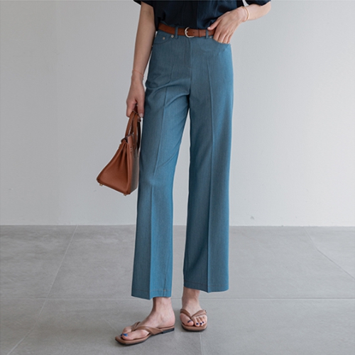 Cool front wrinkle denim slacks