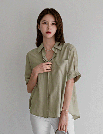 Soft Sleeve Pintuck Collar Blouse Korea