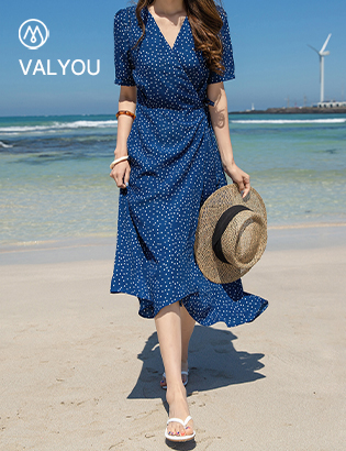 [valyou] Slim Dot Wrap Dress Korea