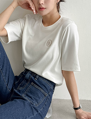 Bless embroidered short-sleeved T-shirt Korea