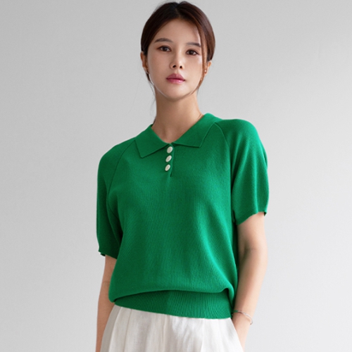 [valyou] Soft Collar Short-sleeve Knitwear