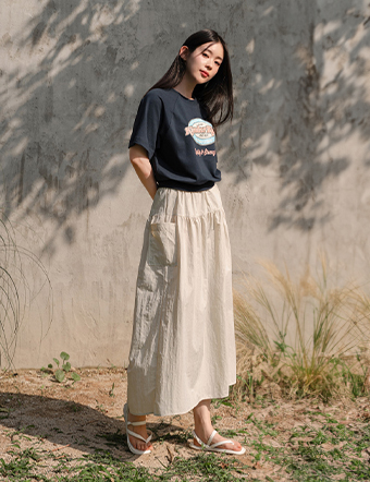 Summer Rustling Shirring Skirt Korea