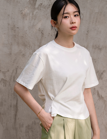 Side Shirring Pintuck T-shirt Korea