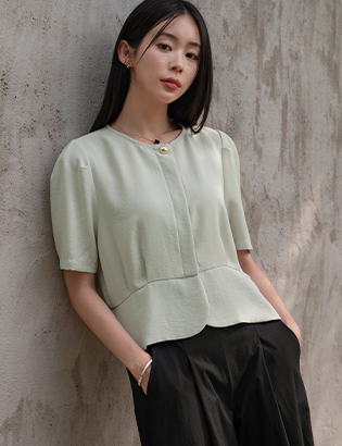 Elegant Pintuck Puff Blouse Korea