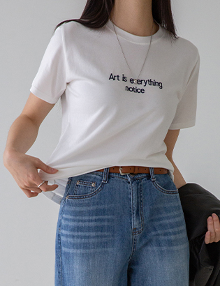 Art Embroidered Modal T-shirt Korea