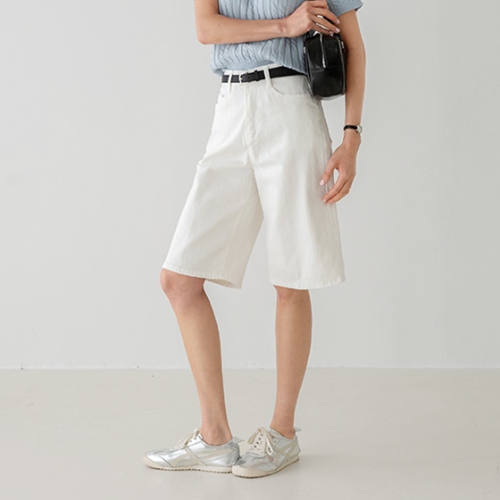 Front Wrinkle Half-Length Cotton Pants
