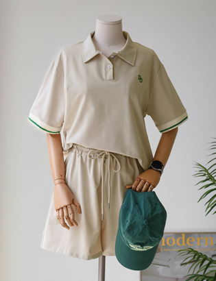 Daily Collar Shorts Set Korea