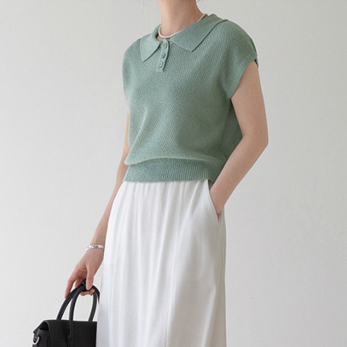 Two types Collar Cap sleeve Knitwear