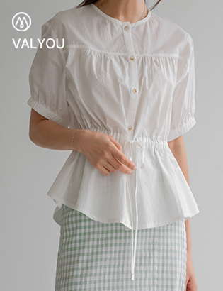 [valyou] Waist String Short-sleeve Blouse Korea