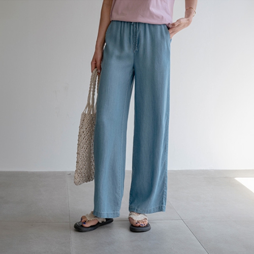 [valyou] Cool ultralight wide banding denim pants