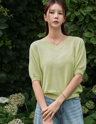 Soft Korean Paper Linen Short-sleeved Knitwear Korea