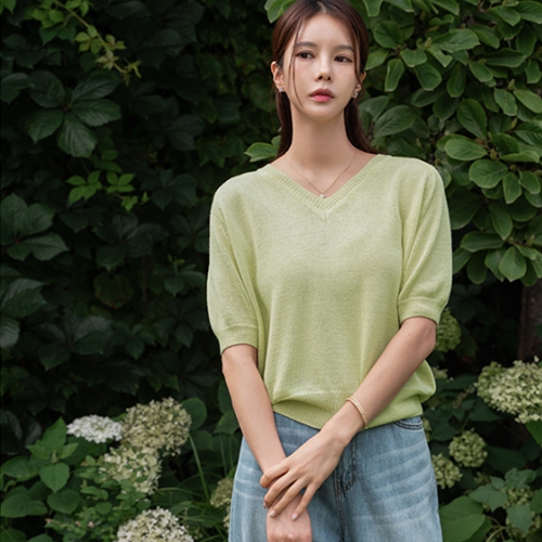 Soft Korean Paper Linen Short-sleeved Knitwear