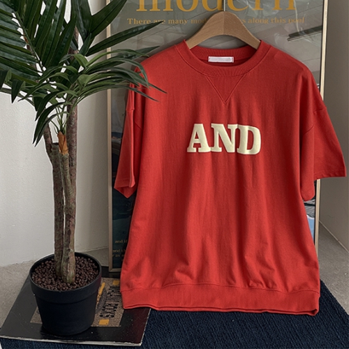 [Planning] And Foam Printed Short Sleeve Sweatshirt